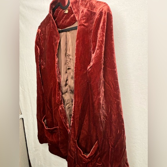 Free people burnt orange rust crush velvet woman's one button jacket sz MED - Picture 3 of 13